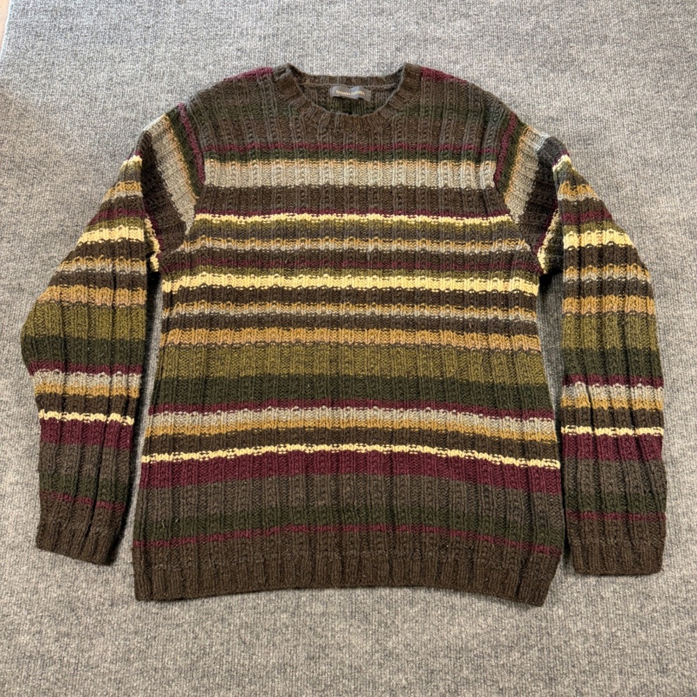 Banana Republic Striped Ribbed Wool Blend Sweater XL Gorpcore Heavyweight